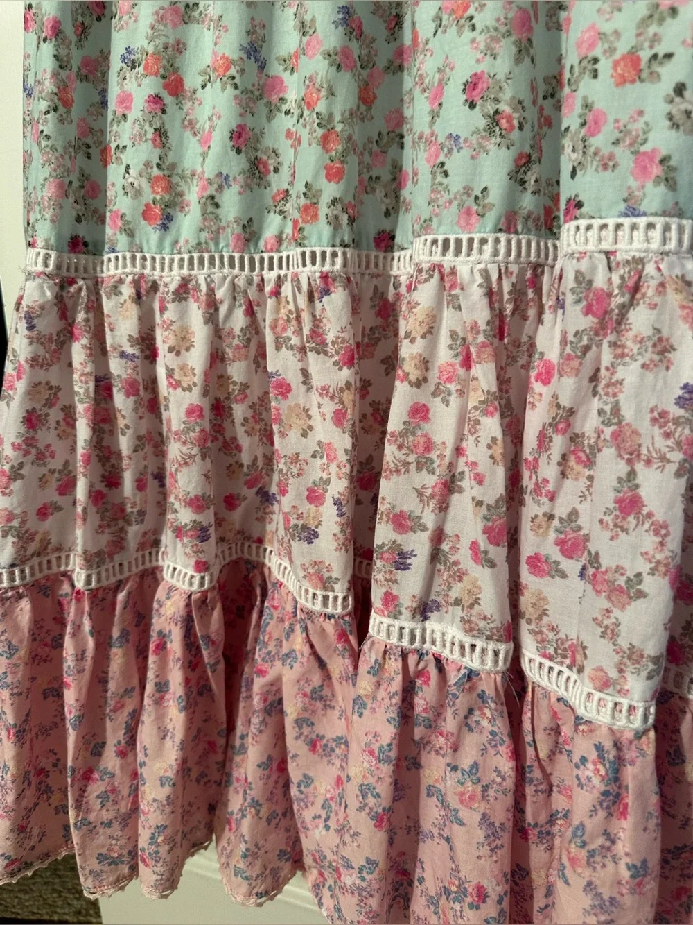 LoveShackFancy X Target M Romantic Pastoral Camille Pink Floral Tiered Mid Dress - Picture 8 of 15
